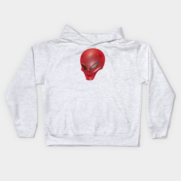 Red Alien Creature Kids Hoodie by The Black Panther